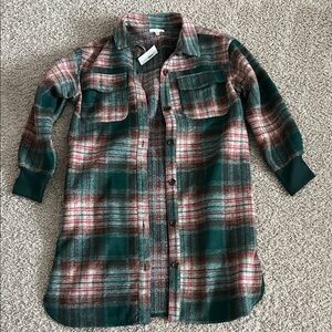 NWT Maurices Green Plaid long length Shacket